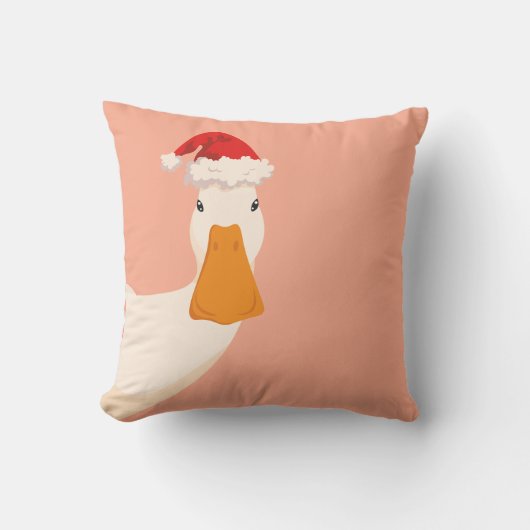 クリスマスハットおもしろいマンガ可愛いシンプルアヒル クッション (正面)