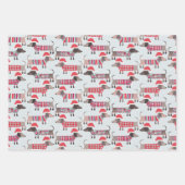 クリスマスハットとニットのダックスフントのソーセージ犬 ラッピングペーパーシート (正面3)