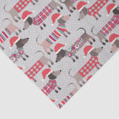 クリスマスハットとニットのダックスフントのソーセージ犬 薄葉紙 (詳細)