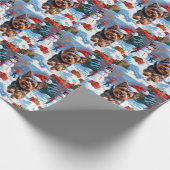 クリスマスハットと雪のヨークシャー・テリア ラッピングペーパー (角)