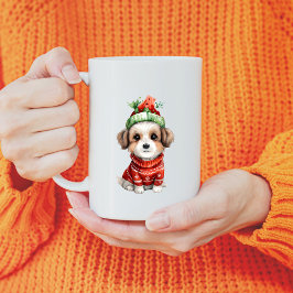 クリスマスハットにかわいい犬 コーヒーマグカップ