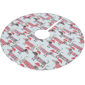 クリスマスハットにダシュント・ウィナー・ソーセージ犬 ブラッシュドポリエステルツリースカート (アングル)