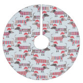 クリスマスハットにダシュント・ウィナー・ソーセージ犬 ブラッシュドポリエステルツリースカート (正面)