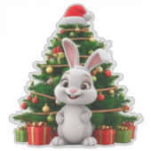 クリスマスハットの可愛いバニー飾Tree シール (正面)