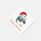 クリスマスハットの愛らしいペンギンとギフトナプキン スタンダードカクテルナプキン (角)