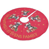 クリスマスハットを着たボストンテリア ブラッシュドポリエステルツリースカート (アングル)