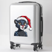 クリスマスハットを着た黒いヒョウ シール (スーツケース)
