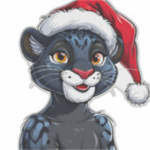 クリスマスハットを着た黒いヒョウ シール (正面)