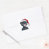 クリスマスハットを着た黒いヒョウ スクエアシール (封筒)
