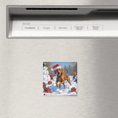 クリスマスハットを被ったヴィズラの雪中奔走 マグネット (インサイチュ (食洗機))