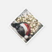 クリスマスハットオンザブラックラブラドールレトリバー スタンダードカクテルナプキン (角)