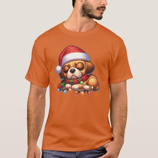 クリスマスハットクリスマス妖精ライトパグルボーイ Tシャツ (正面)