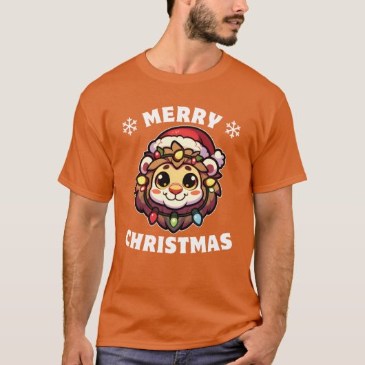 クリスマスハットクリスマス妖精ライトライオンガール Tシャツ (正面)