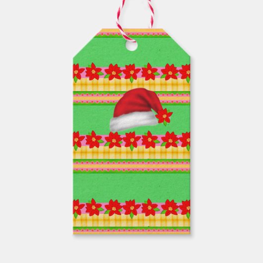 クリスマスハットグリーンギフトラベル ギフトタグ (正面)