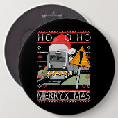 クリスマスハットスチームトレインドライバー付き列車 缶バッジ (正面&裏面)