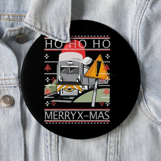 クリスマスハットスチームトレインドライバー付き列車 缶バッジ (インサイチュ)