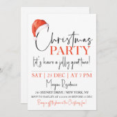 クリスマスハットパーティの招待状オフィスパーティー招待状 招待状 (正面/裏面)