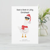 クリスマスハットホリデーカーおもしろいドのかわいいガチョウ シーズンカード (スタンド正面)