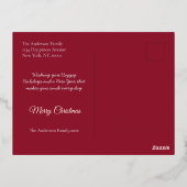 クリスマスハットホワイトと素敵なゴールデンハート 箔シーズンポストカード (裏面)