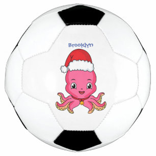 クリスマスハットマンガを着た可愛いハッピータコ サッカーボール