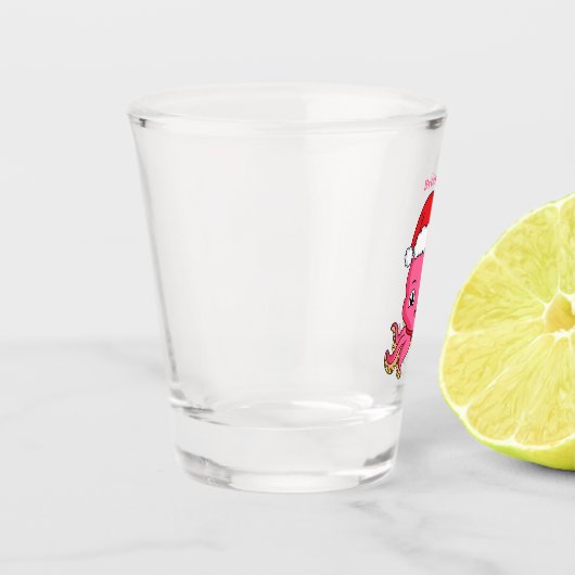 クリスマスハットマンガを着た可愛いハッピータコ ショットグラス (左)