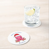 クリスマスハットマンガを着た可愛いハッピータコ ラウンドペーパーコースター (インサイチュ)