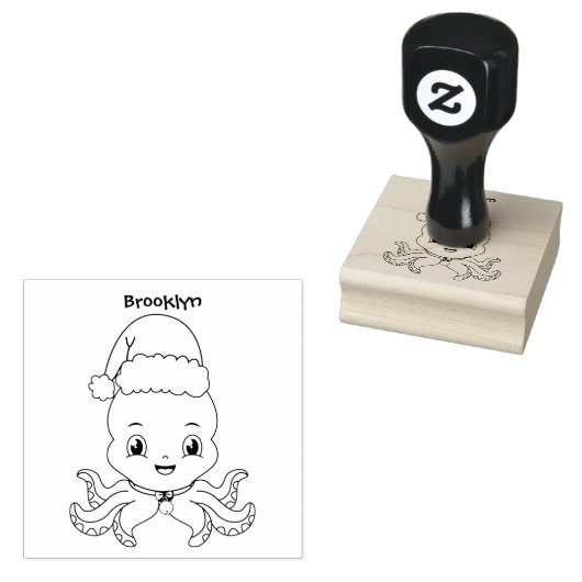 クリスマスハットマンガを着た可愛いハッピータコ ラバースタンプ (押印)