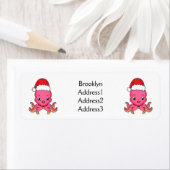 クリスマスハットマンガを着た可愛いハッピータコ ラベル (インサイチュ)