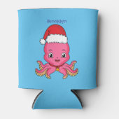 クリスマスハットマンガを着た可愛いハッピータコ 缶クーラー (正面)