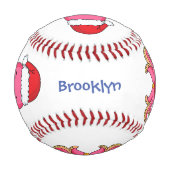 クリスマスハットマンガを着た可愛いハッピータコ 野球ボール (正面)