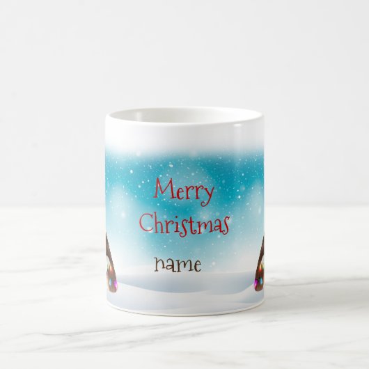 クリスマスハットメリークリスマスシベリアのハスキー愛好家 コーヒーマグカップ (中央)