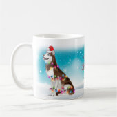 クリスマスハットメリークリスマスシベリアのハスキー愛好家 コーヒーマグカップ (左)