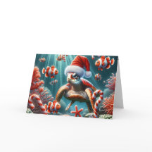 クリスマスハット付きウミガメ