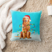 クリスマスハット付きゴールデンレトリエバー犬 クッション (ブランケット)