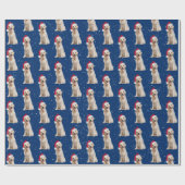 クリスマスハット付きゴールデンレトリバー ラッピングペーパー (フラット)