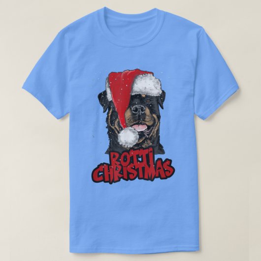 クリスマスハット付きロッティクリスマスロットワイラー Tシャツ (デザイン正面)