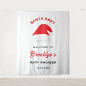 クリスマスハット冬サンタ赤ちゃんシャワー背景 タペストリー (正面)