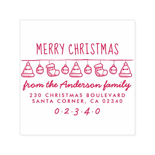 クリスマスハット&ストッキングバンティング差出人住所 セルフインキングスタンプ (デザイン)