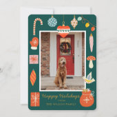 クリスマスハッピーオーナメントかわいい家族の写真の休日 シーズンカード (正面)