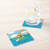 クリスマスハッピーサンタシャークスクエア紙コースター スクエアペーパーコースター (インサイチュ)