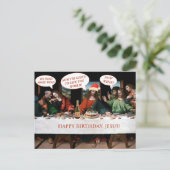 クリスマスハッピーバースデーイエス漫画スタイル おもしろい シーズンポストカード (スタンド正面)