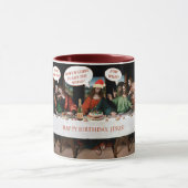 クリスマスハッピーバースデーイエス漫画スタイル マグカップ (中央)