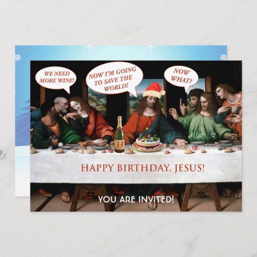 クリスマスハッピーバースデーイエス漫画スタイル 招待状 (正面/裏面)