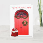 クリスマスハッピーホリデイズデコレーションレッドドア シーズンカード (正面)