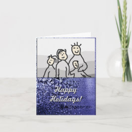 クリスマスハッピーホリデイズブルーウィズフォト シーズンカード