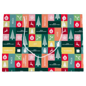 クリスマスハッピーホリデモダンー企業のズ名 ラージペーパーバッグ (正面)