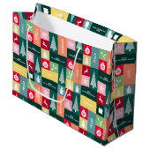 クリスマスハッピーホリデモダンー企業のズ名 ラージペーパーバッグ (正面アングル)