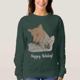 クリスマスハッピーホリデーズキツネ スウェットシャツ