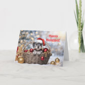 クリスマスハッピーホリデーズキュートシュナウザーパピードッグ カード (正面)