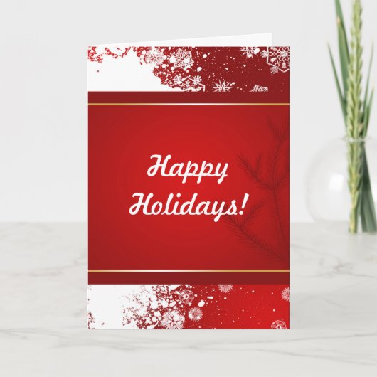 クリスマスハッピーホリデーズスノーレッド背景 シーズンカード (正面)